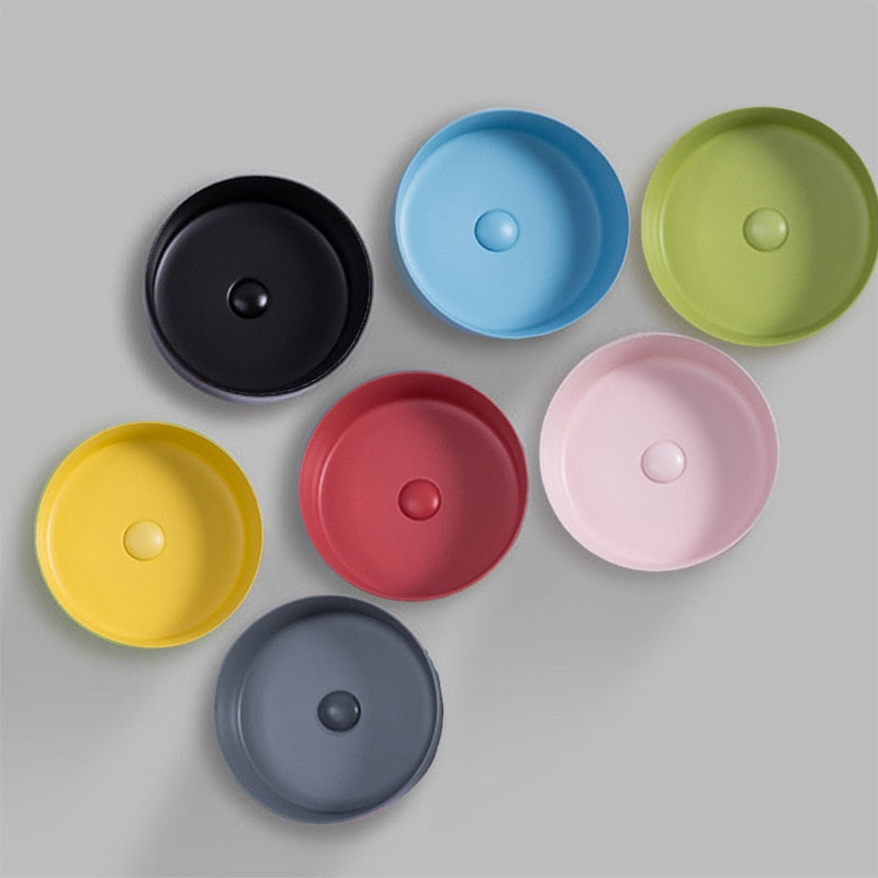 Color matte round vessel sink 14"