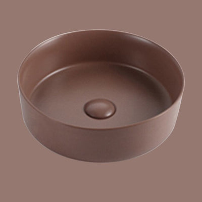 Color matte round vessel sink 14"