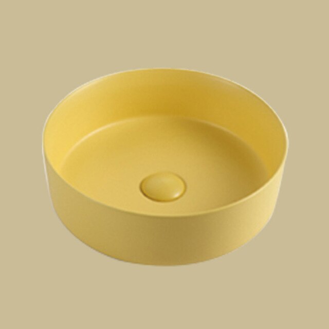 Color matte round vessel sink 14"