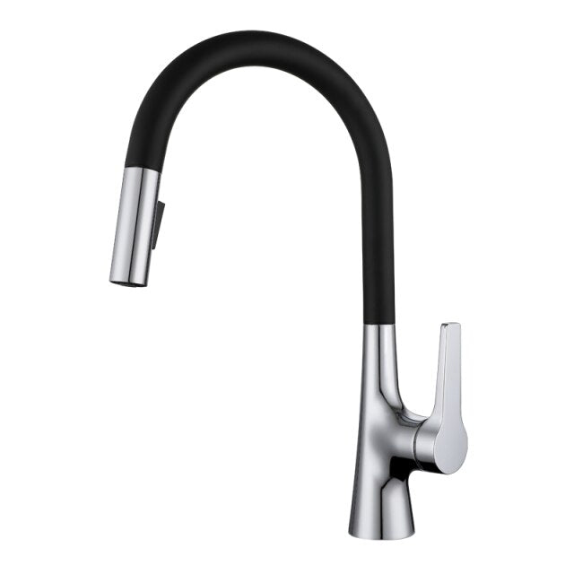 Amsterdam -Polished Rose Gold-White-Brushed Gold- Gold- Black Two Tone  Kitchen Faucet with pull out dual sprayer