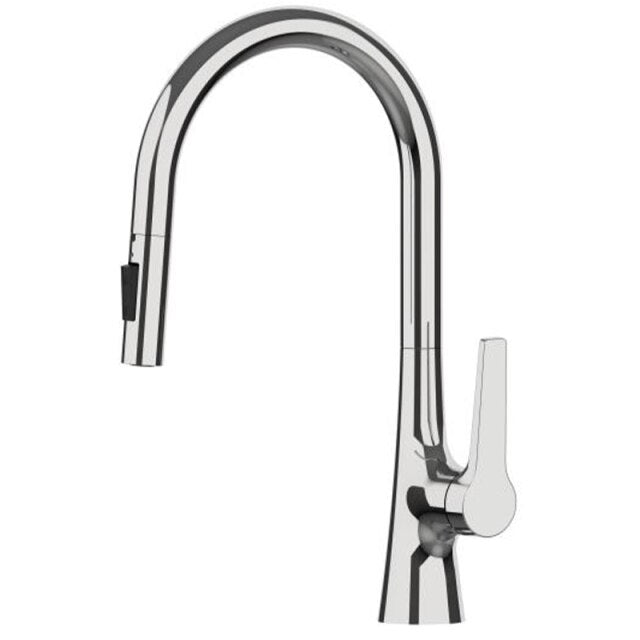 Amsterdam -Polished Rose Gold-White-Brushed Gold- Gold- Black Two Tone  Kitchen Faucet with pull out dual sprayer