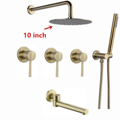 Brushed Gold Seperate Volume Control 3 Way Function Diverter Shower Kit