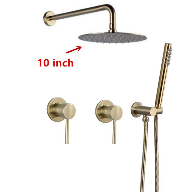 Brushed gold seperate 2 way function volume control shower system kit