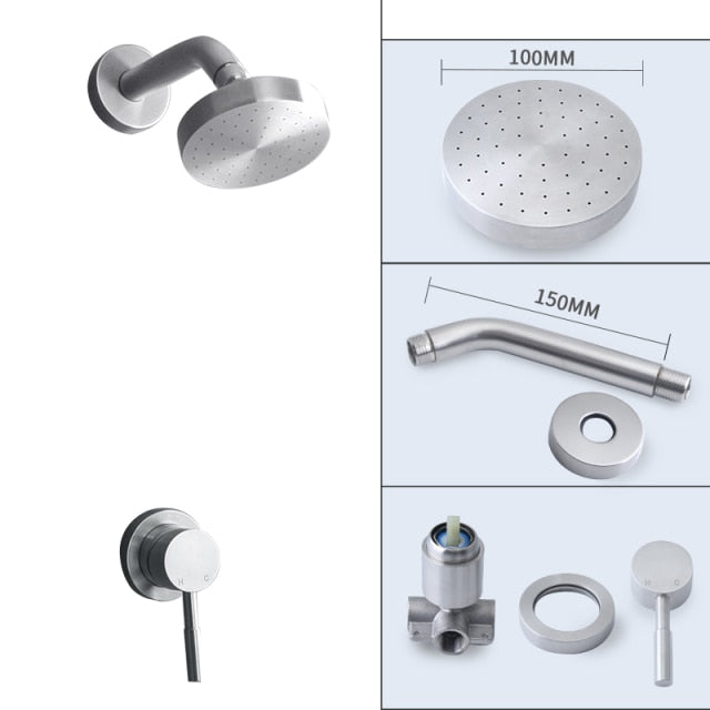 Brushed Stainless Steel Pressure Balance Shower Kit