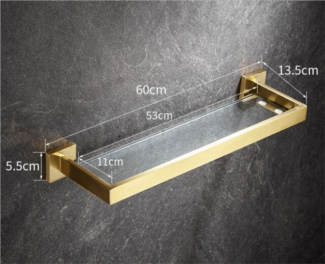 Nordic square brushed gold bathroom accessories