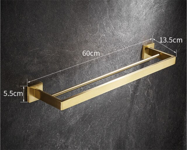 Nordic square brushed gold bathroom accessories