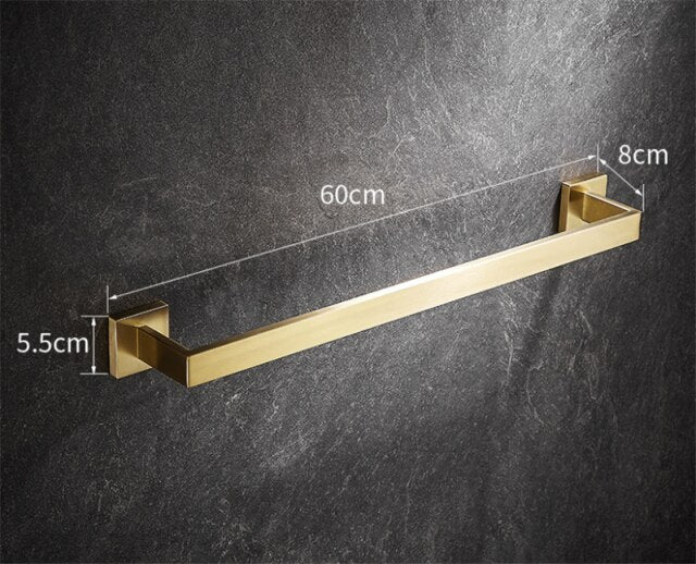 Nordic square brushed gold bathroom accessories