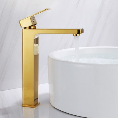 Gold polish - Gold two tone color Tall and short single hole bathroom faucet