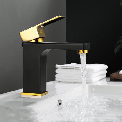 Gold polish - Gold two tone color Tall and short single hole bathroom faucet