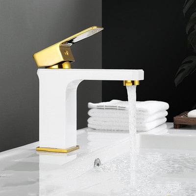 Gold polish - Gold two tone color Tall and short single hole bathroom faucet