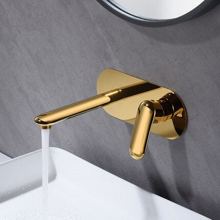 Rose Gold-Brushed Gold-Gold- Grey Gun Wallmounted Single Lever Bathroom Faucet