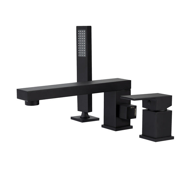 Matte Black 3 holes  Deck Mount Bathroom Bathtub filler faucet