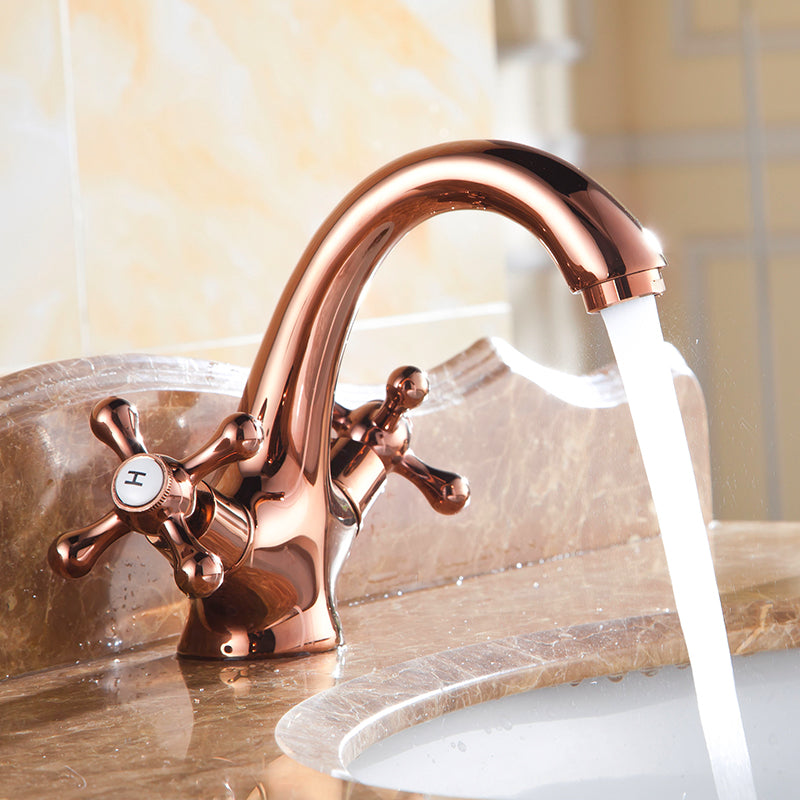 Rose gold polished Victorian single hole bathroom faucet