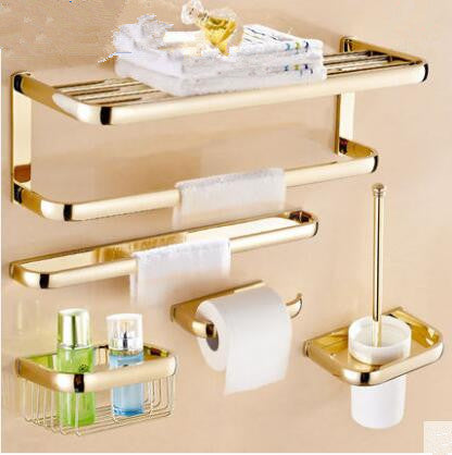 Gold polished bathroom accessories