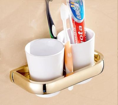 Gold polished bathroom accessories