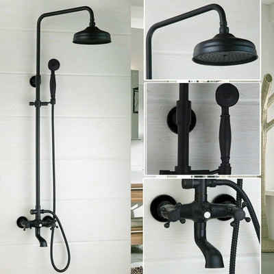 Victorian Style Exposed Shower System Black with touch of Oil Rubbed Bronze Antique Victoria Style Exposed 2 or 3 Way Shower Kit