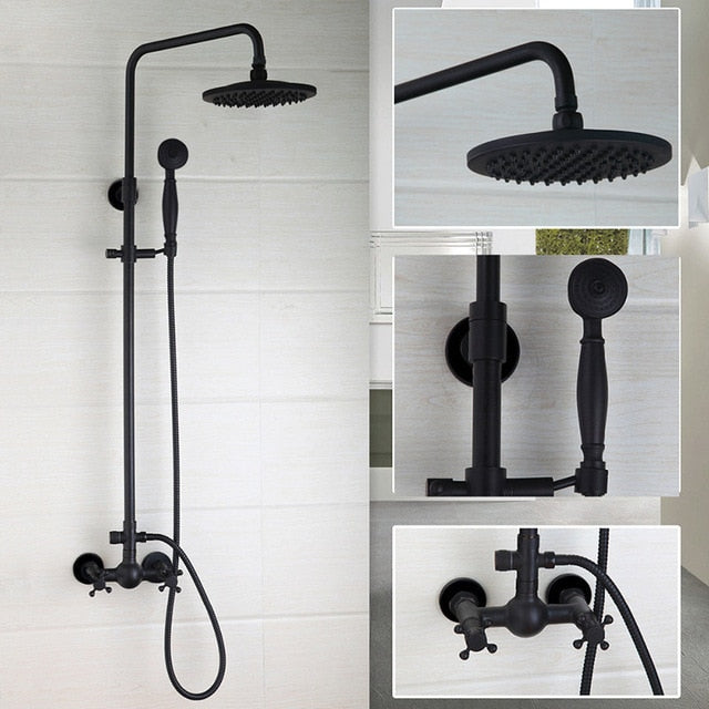 Victorian Style Exposed Shower System Black with touch of Oil Rubbed Bronze Antique Victoria Style Exposed 2 or 3 Way Shower Kit