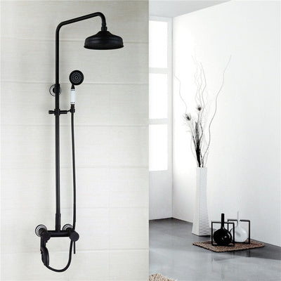 Victorian Style Exposed Shower System Black with touch of Oil Rubbed Bronze Antique Victoria Style Exposed 2 or 3 Way Shower Kit