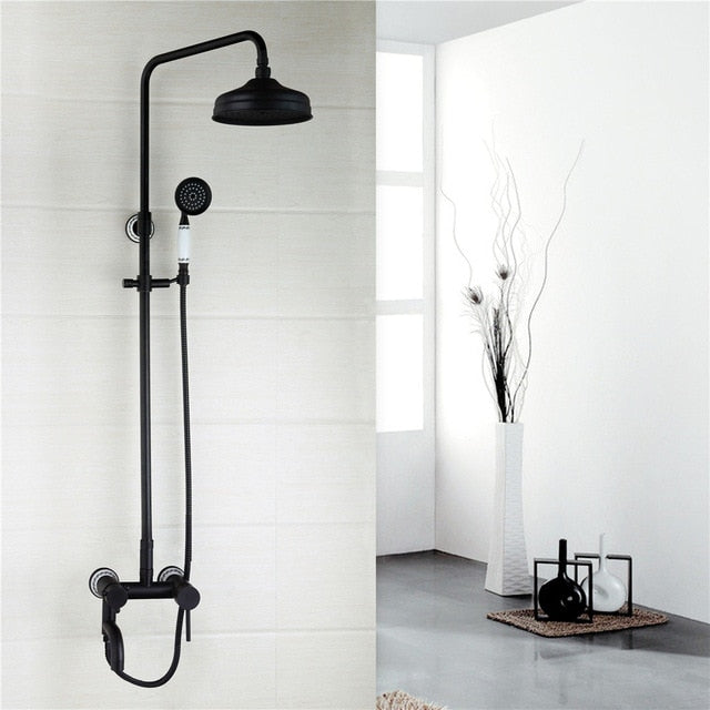 Victorian Style Exposed Shower System Black with touch of Oil Rubbed Bronze Antique Victoria Style Exposed 2 or 3 Way Shower Kit