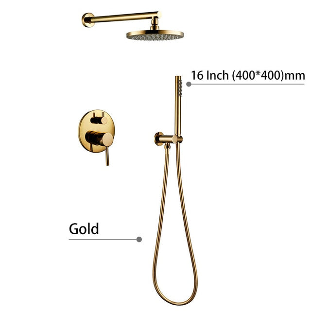 Gold Shiny Polish 2 Way Function Diverter Shower Kit