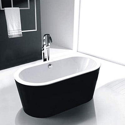 Black Gloss - White  Freestranding Acrylic Tub Oval Bathtub 59"