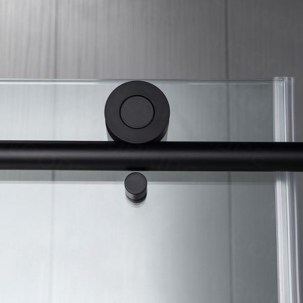 Black Matte Frameless Sliding Bathtub Shower Door 60"x60"