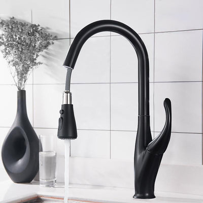 Manual Chrome/Black/Brushed Pull Out Kitchen Faucet Goose Neck Dual Pull Out Function
