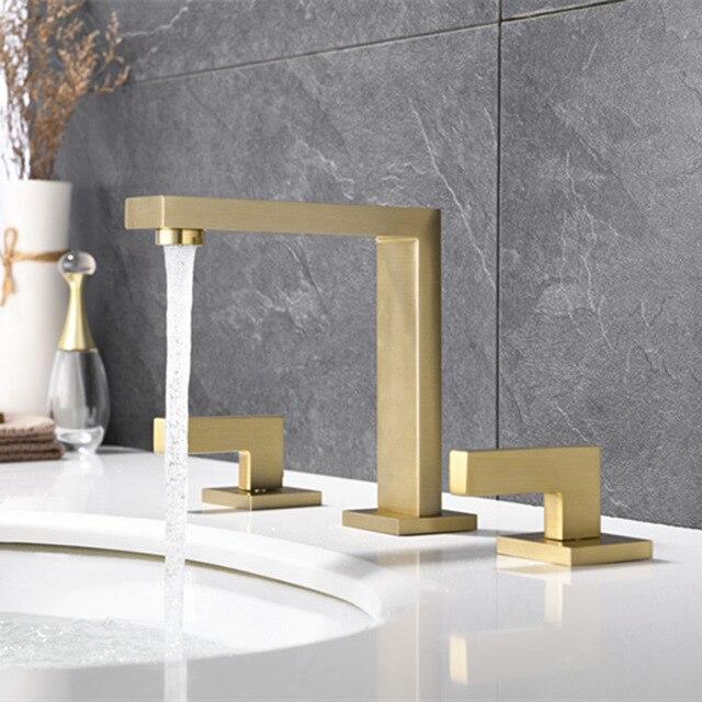 Brushed Gold 8" Widespread Bathroom Faucet