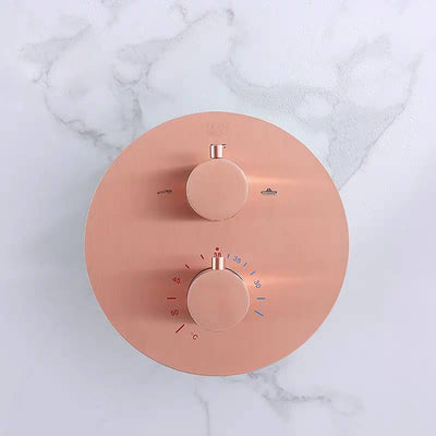 Copper Brushed Rose Gold 10" Round rain Head 2 Way Function Diverter with hand spray thermostatic  shower kit