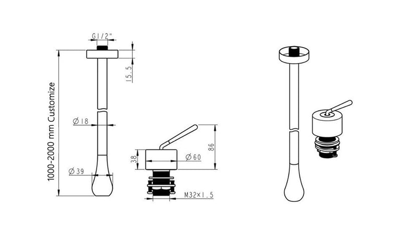 Ceiling Mount Bathroom Lavatory Faucet