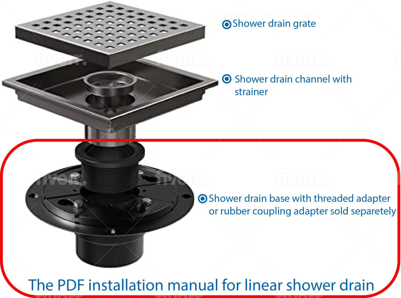 Black Matte Square 6" X 6" Shower Drain
