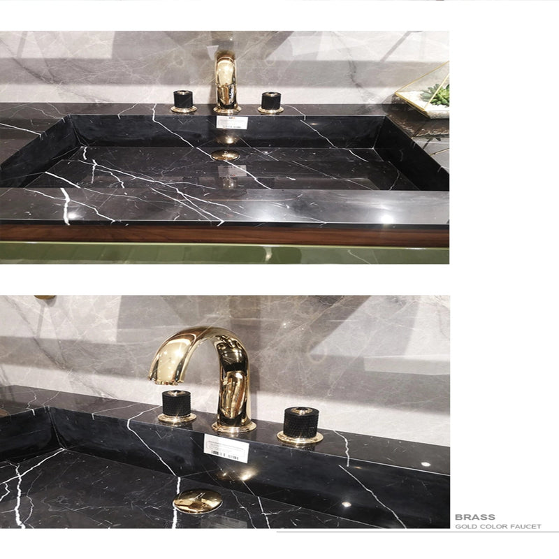 TURIN-Dark Green Gloss Double Sink with solid walnut wood interior 2 front legs vanity set 60."