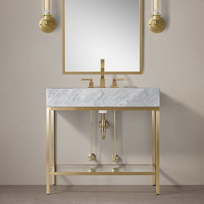 VICTORIA-Modern Exposed Marble with brushed Gold Freestanding Bathroom Vanity