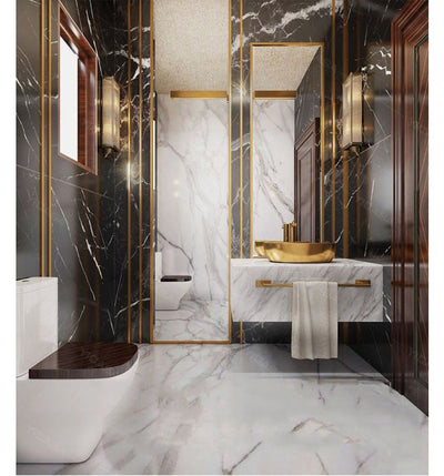 BOLOGNA-Marble exposed bathroom vanity  with gold vessel sink combo set 60"