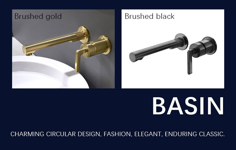 Brushed gold-Grey Gun  wallmounted bathroom faucet