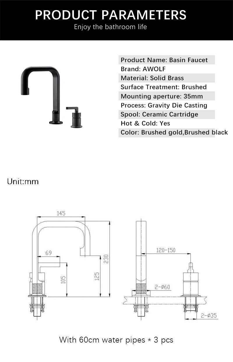 Brushed gold -Grey Gun Bathroom Faucet