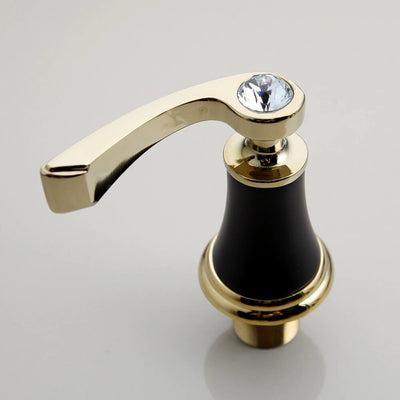 Las Vegas-Black and Gold 8 Inch Wide Spread Lavatory Faucet With Diamonds Decor Handles
