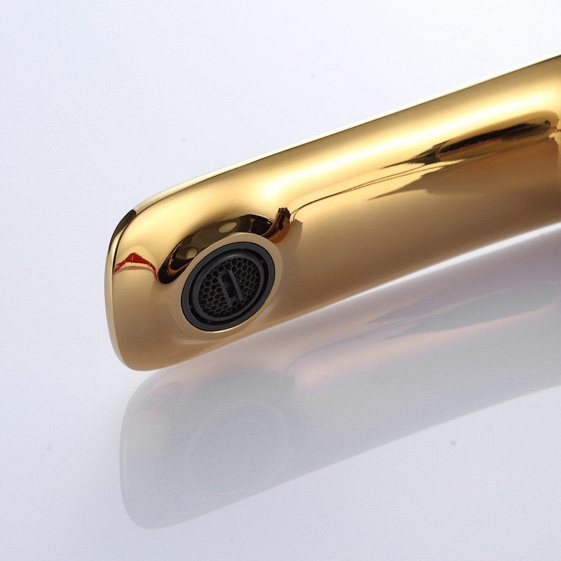 Gold Polished single hole sensor bathroom faucet