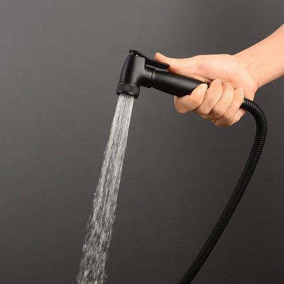 Black Wall Mounted Bathroom Toilet Bidet Spray Hot & Cold Mixer Valve with Hose Completed Kit