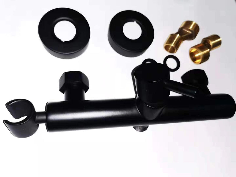 Black Wall Mounted Bathroom Toilet Bidet Spray Hot & Cold Mixer Valve with Hose Completed Kit