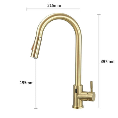 Brushed gold motion sensor kitchen faucet