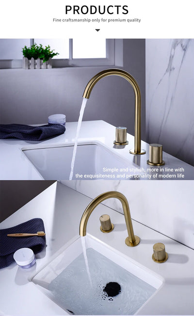 Gold Polished 8" Inch Wide Spread Faucet