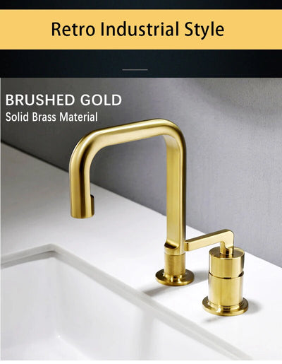 Brushed gold -Grey Gun Bathroom Faucet