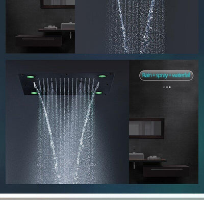 Smart LED 24" X 24" Inches Flush Ceiling Mount  Bluetooth Wifi Music Head Colorful LED Multi function Shower Kit