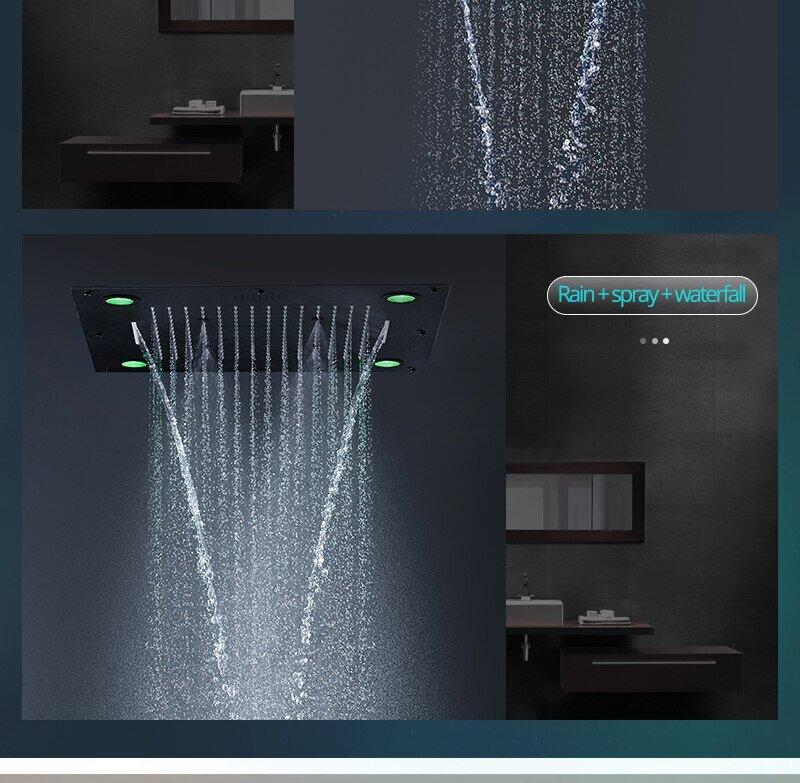 Smart LED 24" X 24" Inches Flush Ceiling Mount  Bluetooth Wifi Music Head Colorful LED Multi function Shower Kit