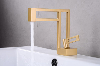 Brushed gold - Black Matte Geometrical single hole faucet