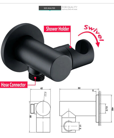 Black Round 10"-12"-16" Inch Rain Head Thermostatic 2 Way Function Diverter Shower Kit