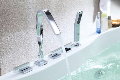 Twisted chrome deck mount bathtub filler faucets kit