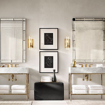 VICTORIA-Modern Exposed Marble with brushed Gold Freestanding Bathroom Vanity