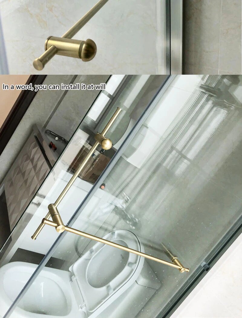Brushed Gold Shower Glass Door Handle and Towel Handle